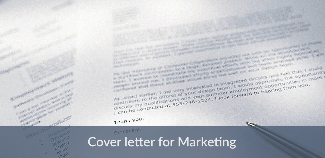 Cover letter sample for marketing professionals